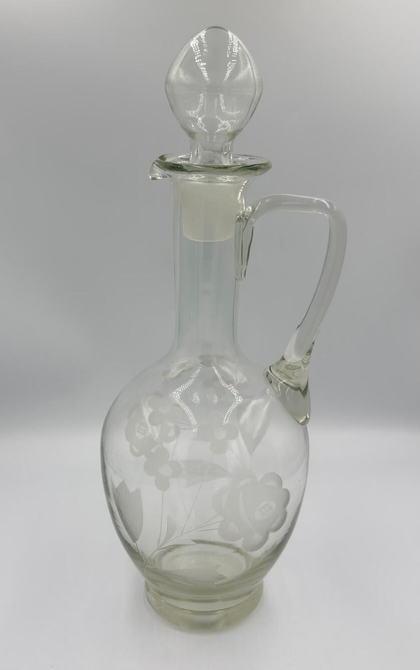 Vintage UCGC Crystal Wine Decanter (Made in Peru) Etched Flowers